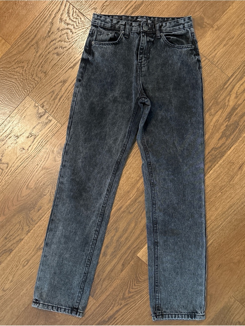 Nasty Gal Womens Black Washed Slim Straight Jeans